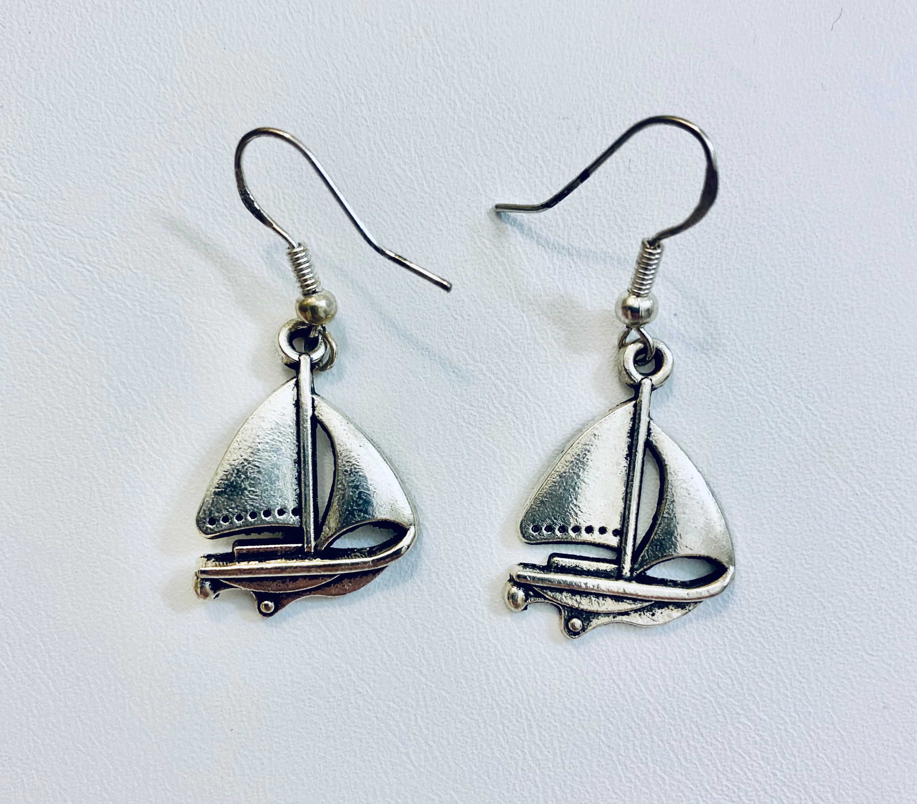 silver sailboat earrings