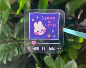 Love U Lots Bunny Clear Sticker, Waterproof Vinyl
