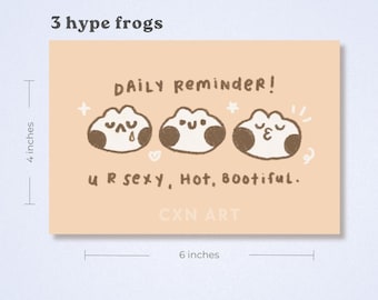 3 Frogs Positive Daily Reminder Art Print, Postcard