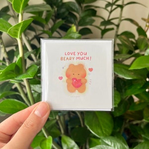 Mini carte Beary Much Love You avec enveloppe - 3 x 3 pouces