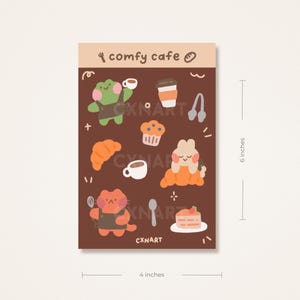 Comfy Cafe Bakery Matte Waterproof Sticker Sheet - 4x6 inches