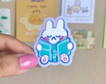 Bookish Bunny Sticker, waterproof