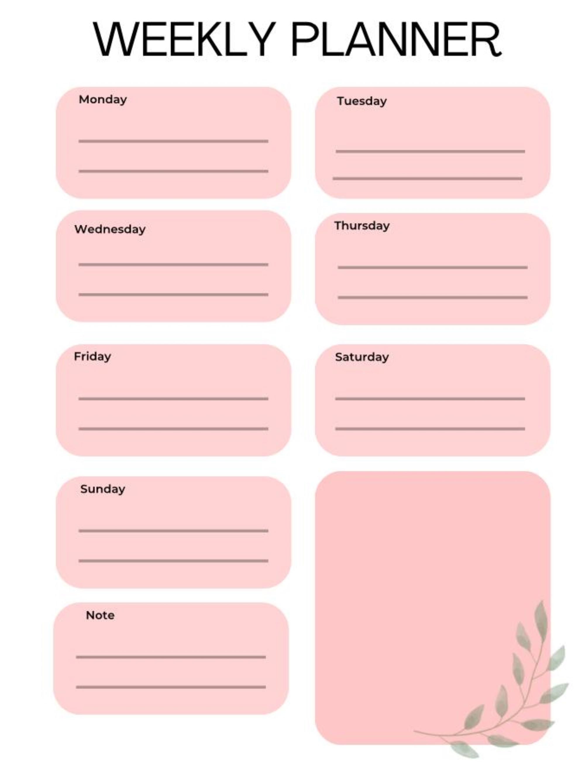 Weekly Planner Printable Pdf Print 7 Day for Organization and - Etsy ...