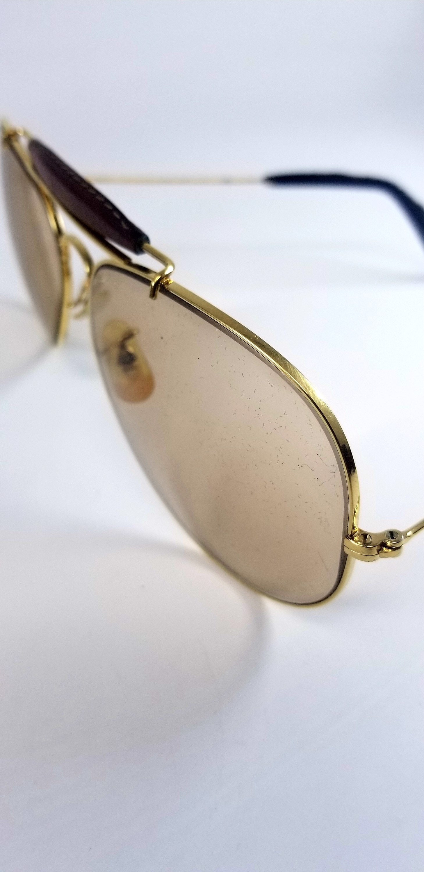 Vintage 1980 Ray Ban B&l Leather Aviator With Original Case - Etsy