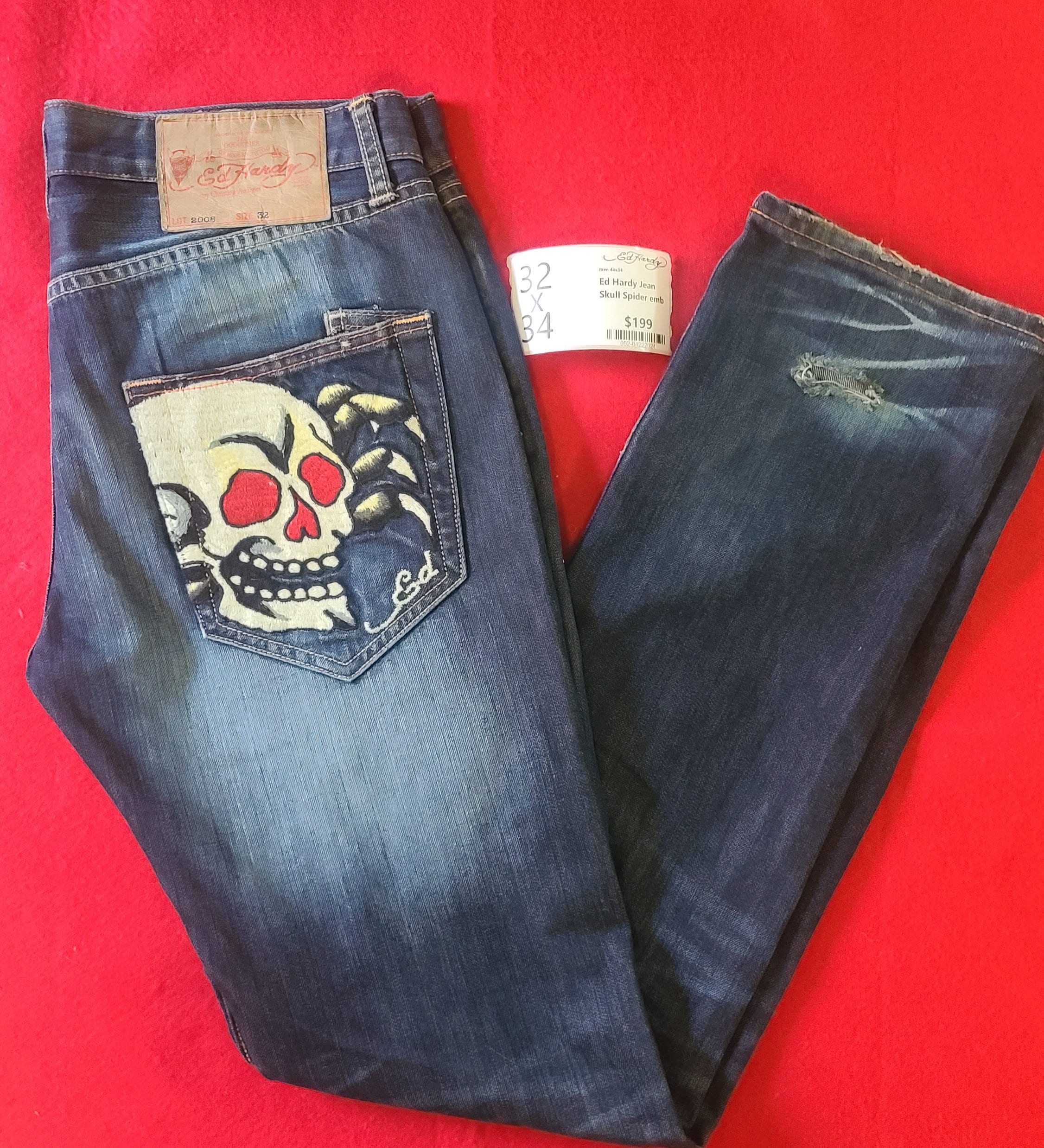 Ed Hardy Jeans Bedazzled Skull Love Kills Slowly - Etsy