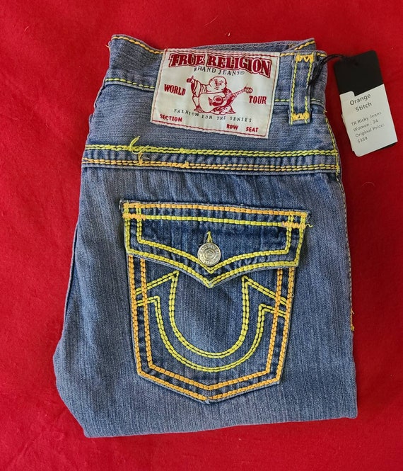 True religion jeans women 34x30 orange logo - image 3