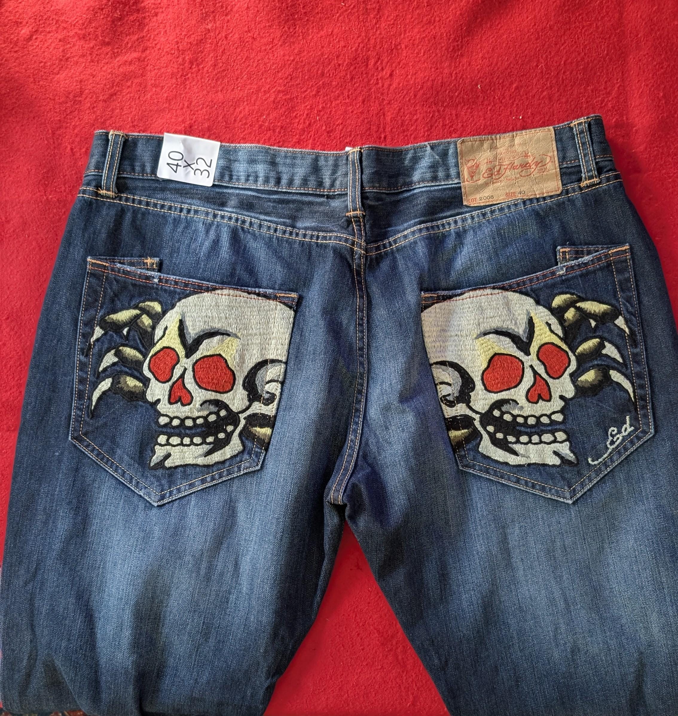 Ed Hardy Jeans Embroidery Skull Head - Etsy