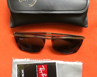 Rare vintage Ray-Ban Olympia gold red g15 gray lens 1980 B&L sunglasses
