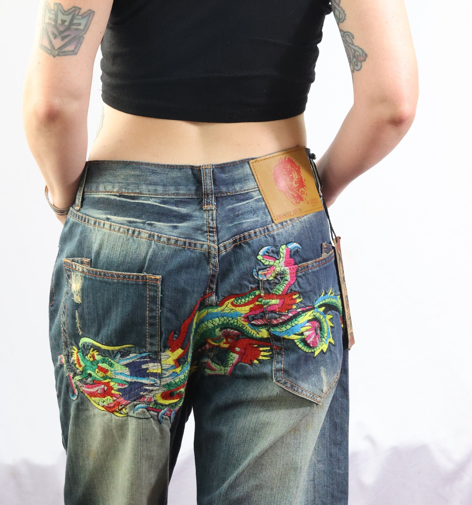 Ed Hardy Jeans 32x31 Green Dragon - Etsy