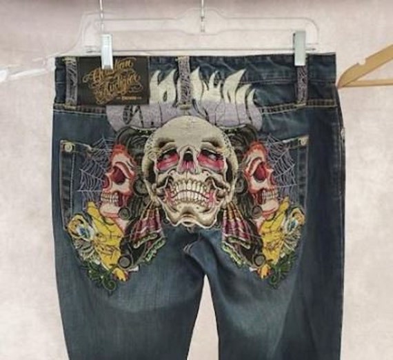 Ed Hardy Skull Jeans by Christian Audigier Etsy Canada
