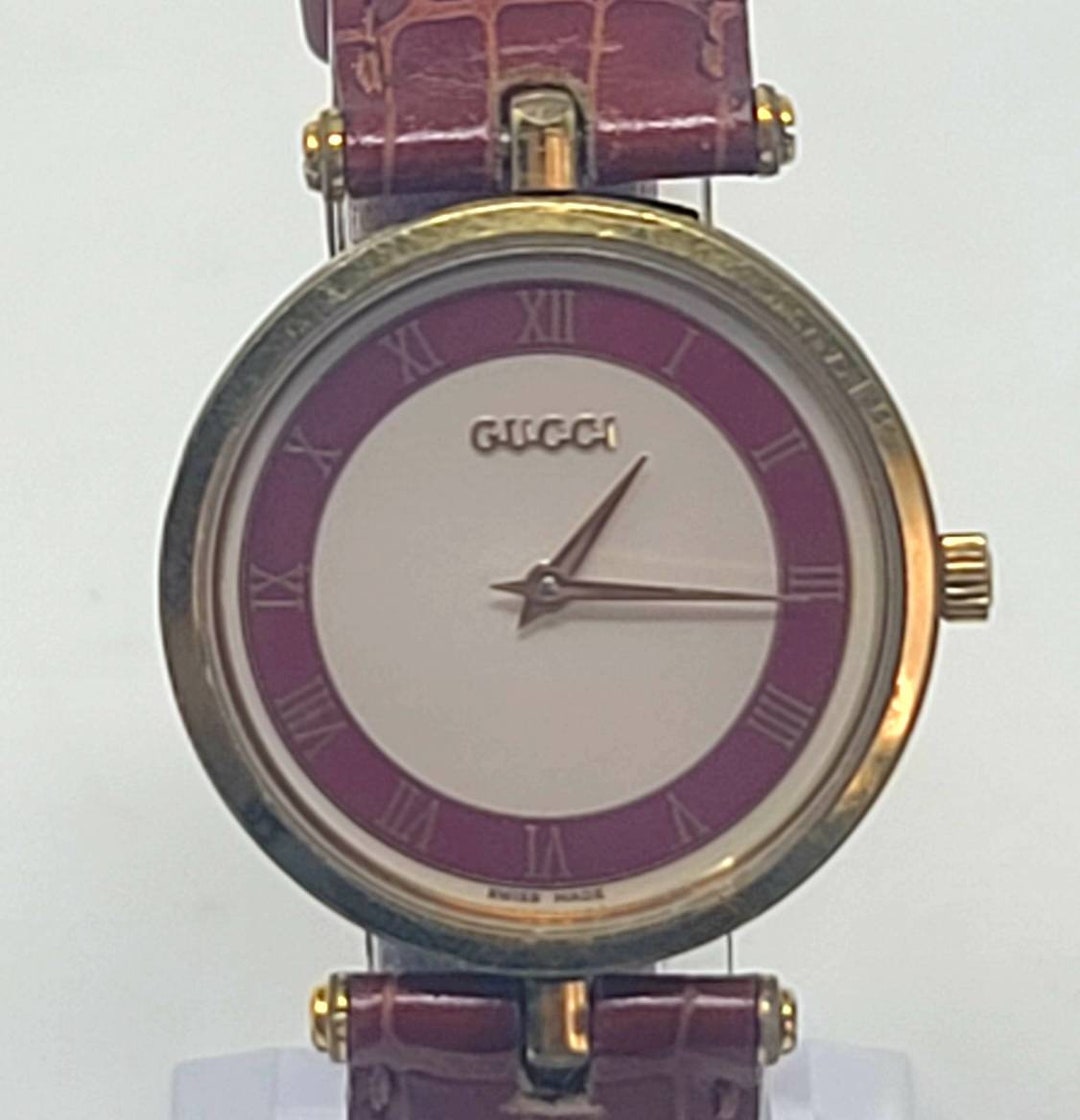 Vintage 80s Rare Gucci Stack 2200m Watch Burgundy Dial Etsy Australia