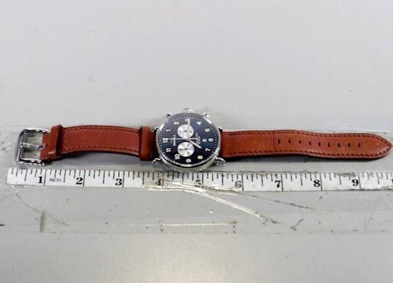 Men's Shinola the Canfield Chrono Blue Dial Brown Leather Strap