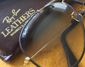 Vintage leather trim Ray Ban mint condition Bausch & Lomb aviator