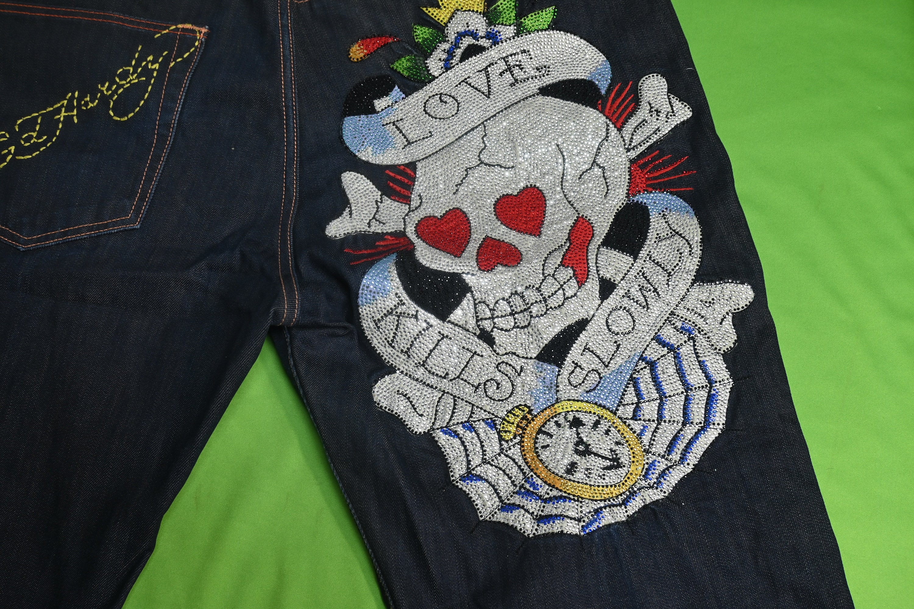 Ed Hardy Jeans Bedazzled Skull Love Kills Slowly - Etsy