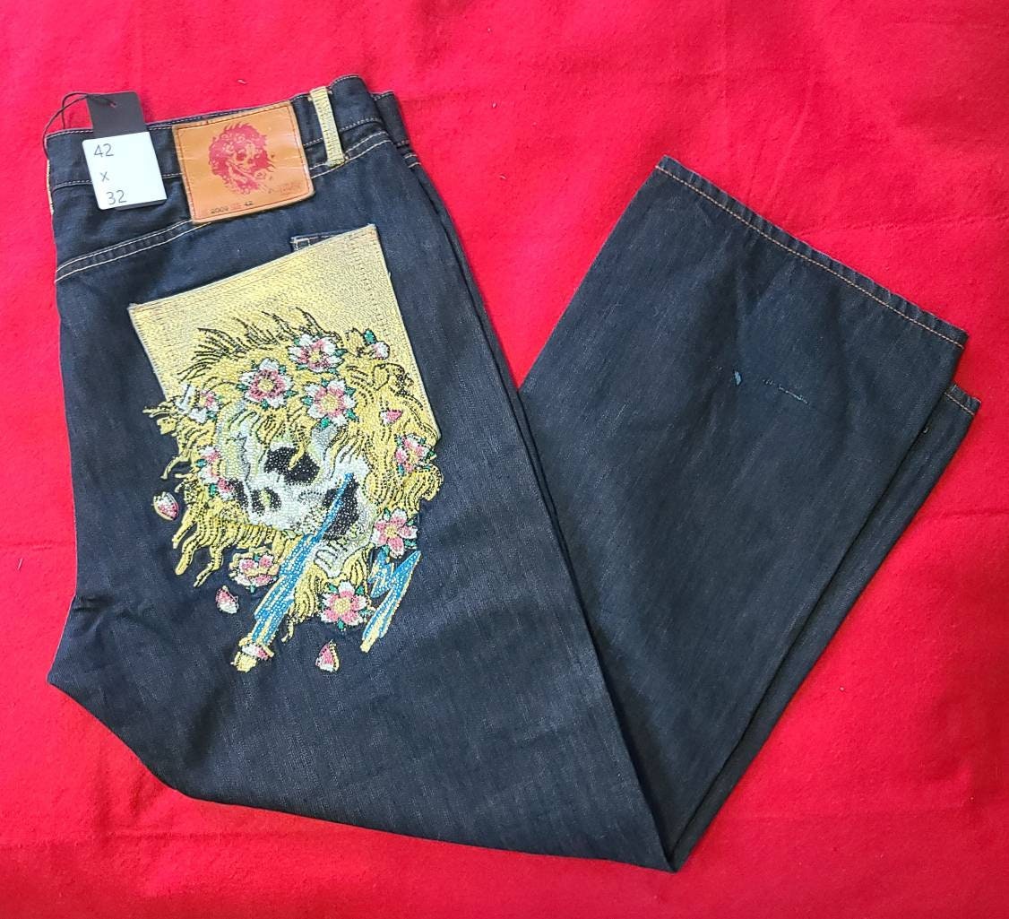 Vtg Ed Hardy Christian Audigier Denim Jean Lot 2009 Skull