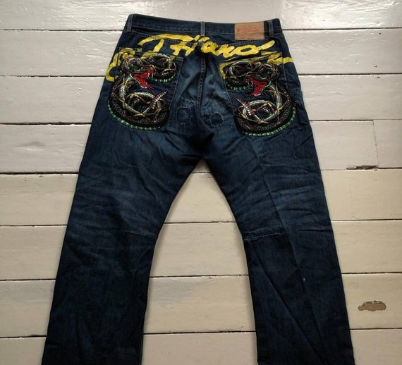 Ed Hardy by Christian Audigier Denim Jeans Embroi… - image 3