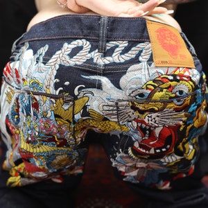 Ed Hardy★タイガーブーツカットジーンズ Ed Hardy Jeans Japan Tigar Embroidery - Etsy
