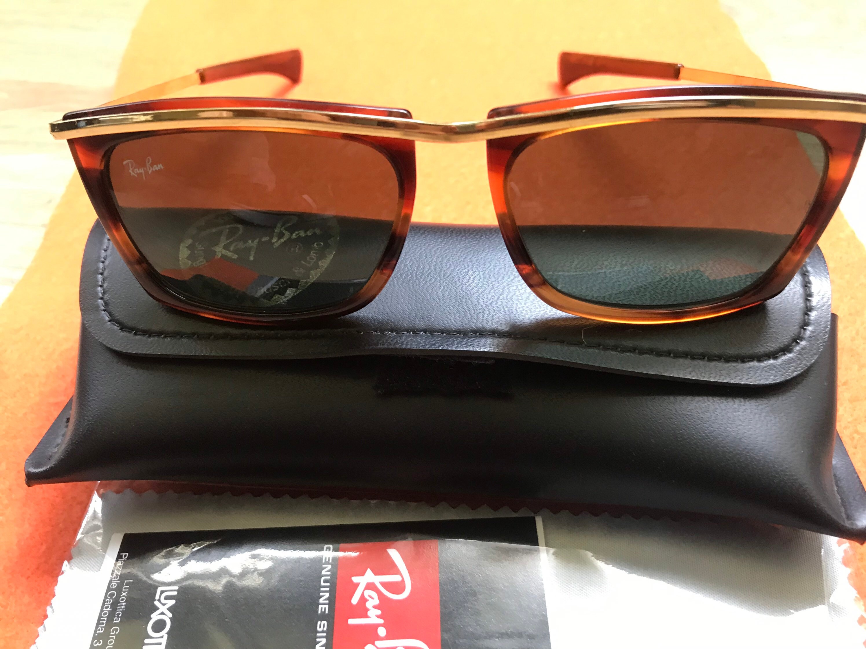Rare Vintage Ray-ban Olympia Gold Red G15 Gray Lens 1980 B&L  display picture 2