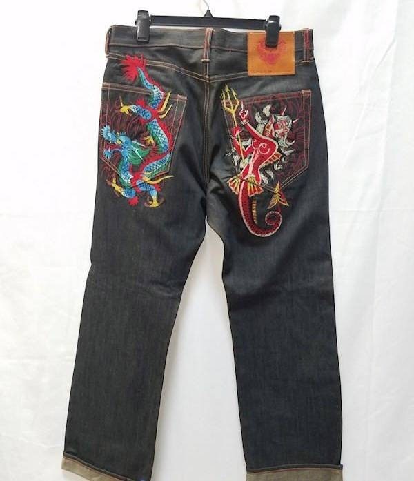 Ed Hardy Mens Jeans azul Bordado Etsy