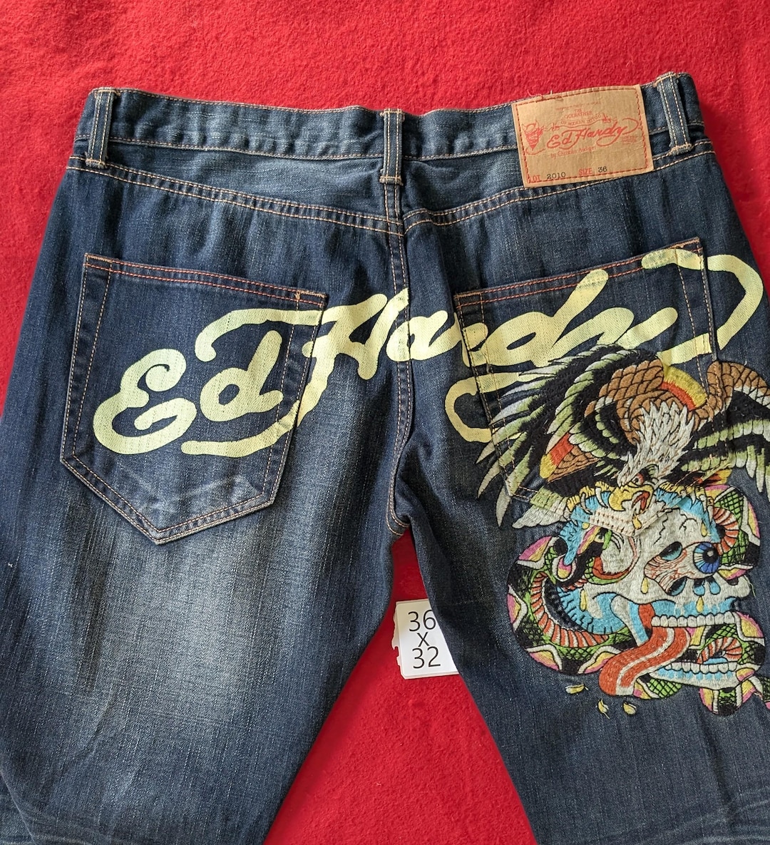 RARE Ed Hardy Skull Embroidered Denim Jeans - Etsy