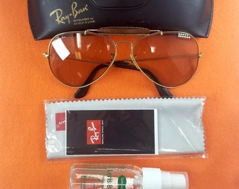 Vintage 1980 Ray Ban B&l Leather Aviator With Original Case  display picture 1