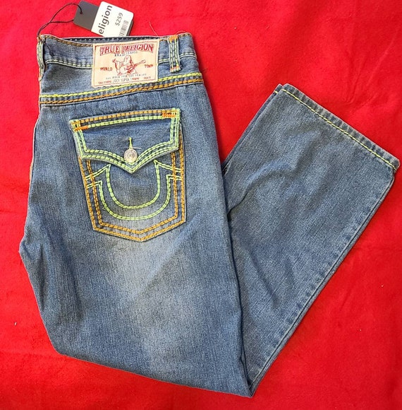 True religion green n orange stitches rare vintag… - image 5