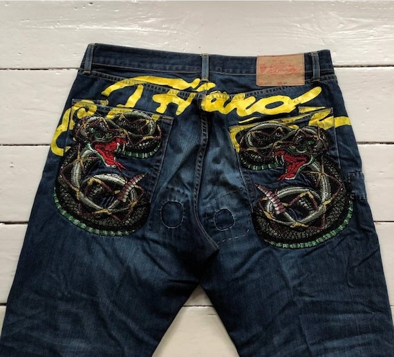 Ed Hardy by Christian Audigier Denim Jeans Embroi… - image 2