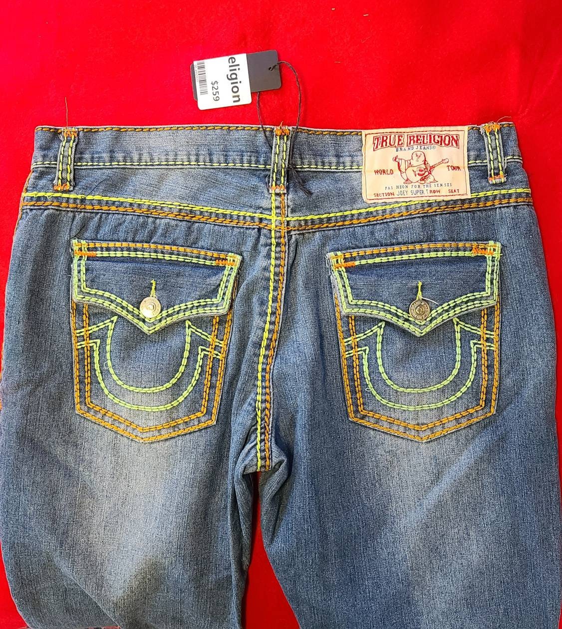 True religion best sale jeans green stitching