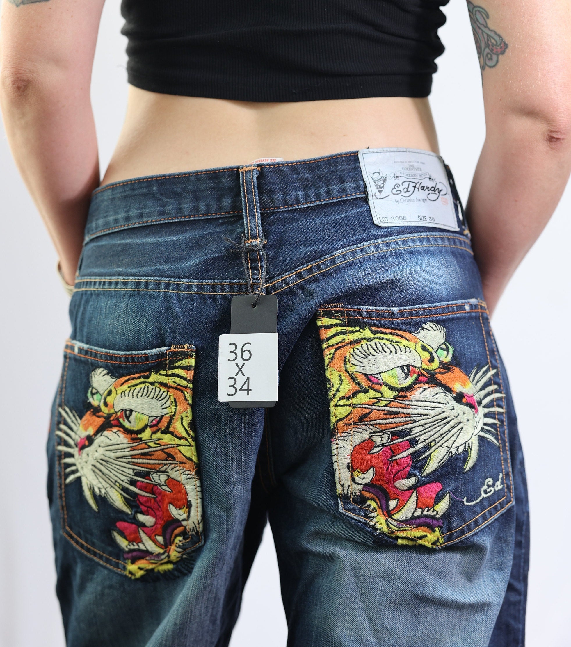 Christian Audigier Jeans Tiger Ed Hardy - Etsy Hong Kong