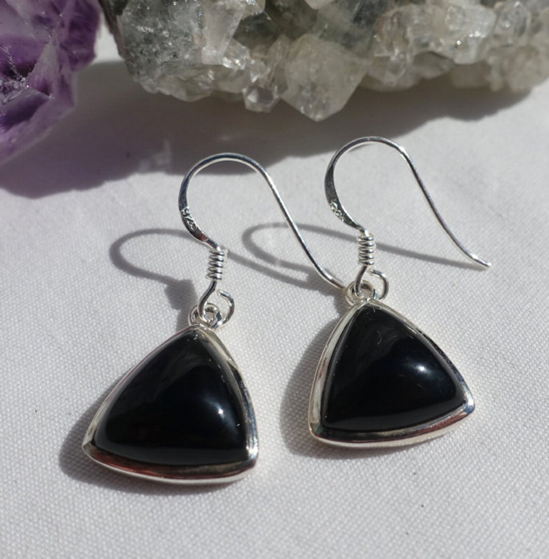 925 SILVER EARRINGS W/ONYX / SILVER