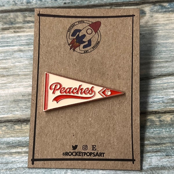 Rockford Peaches Pennant Enamel Pin