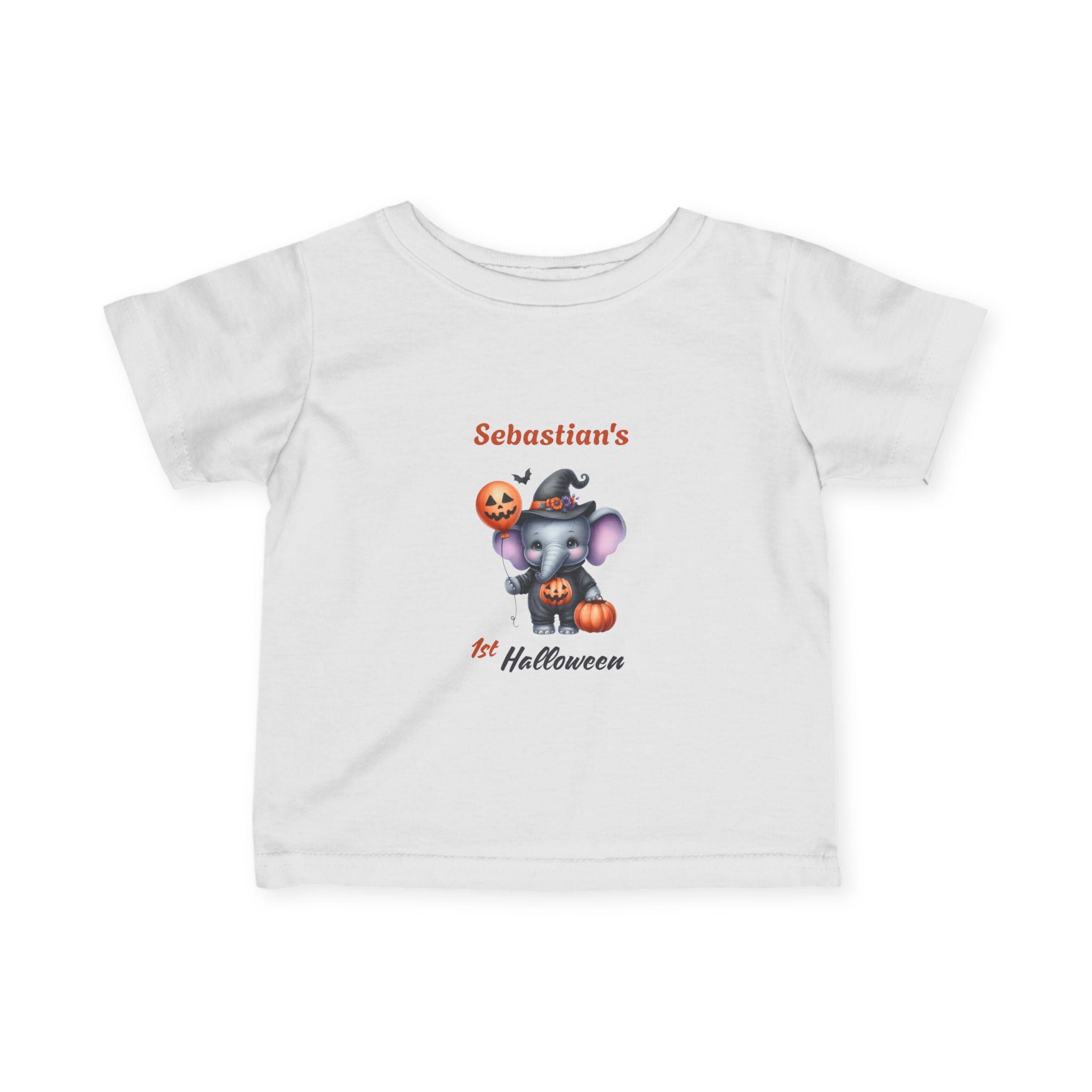 Halloween Elephant Baby Tee - Personalized "1st Halloween" Shirt for Infants - Custom Name Tee for Toddlers - Perfect Halloween Gift