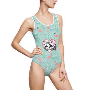 Today I’m Just Flamazing Flamingo One-Piece Swimsuit Tropical Swimwear, Beach Outfits, Vacation Essentials, Pool Party Swimwear