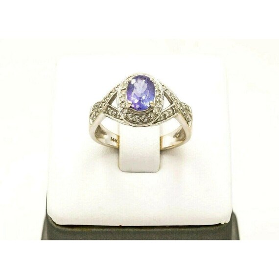 Vintage 14KT White Gold 3/4ct Tanzanite 1/2ct Dia… - image 3