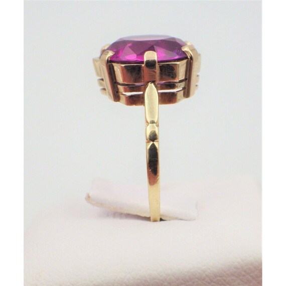 Vintage Hexagonal Synthetic Sapphire Ring - image 2