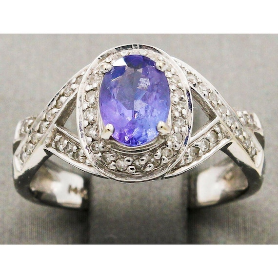 Vintage 14KT White Gold 3/4ct Tanzanite 1/2ct Diam