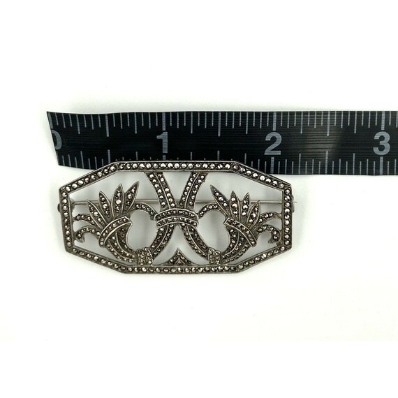 Art Deco Vintage Sterling Silver Marcasite Rectan… - image 4