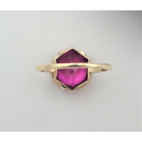 Vintage Hexagonal Synthetic Sapphire Ring - image 3