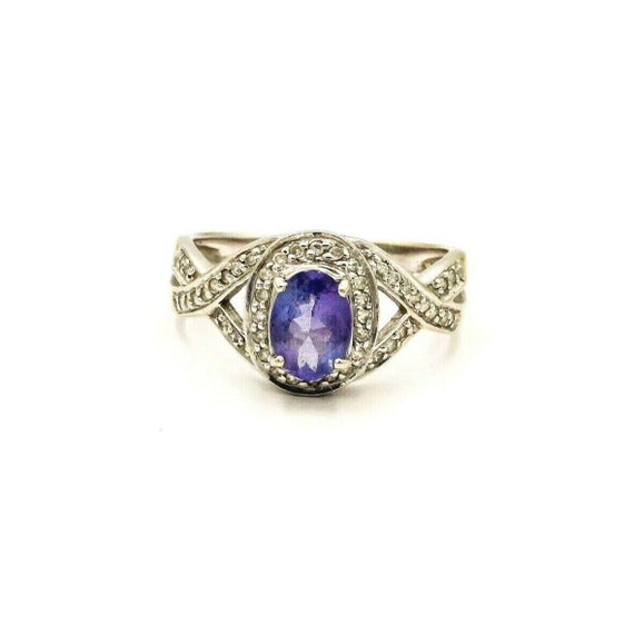 Vintage 14KT White Gold 3/4ct Tanzanite 1/2ct Dia… - image 2