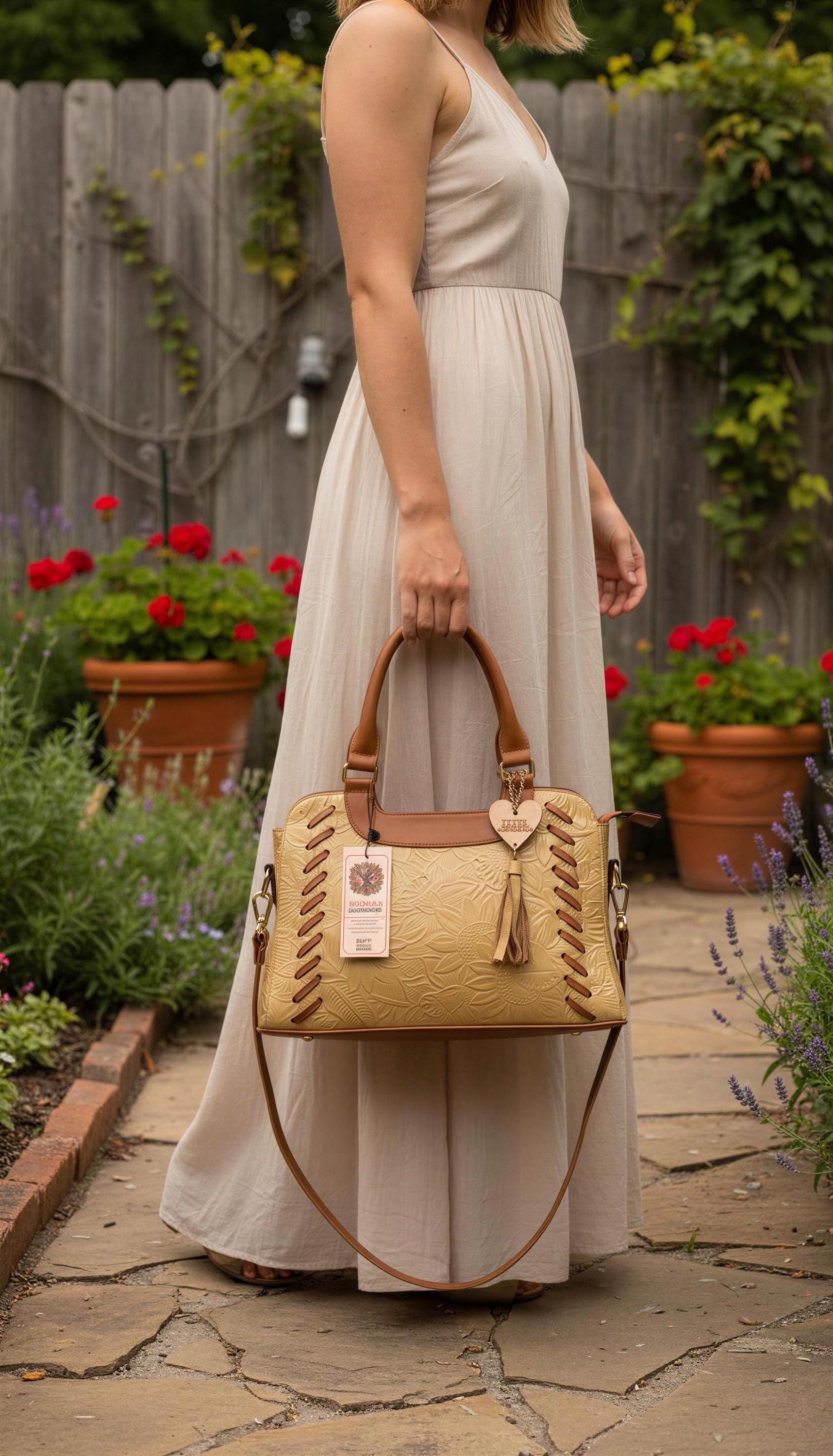 Gorgeous Leather Handbag Yellow color