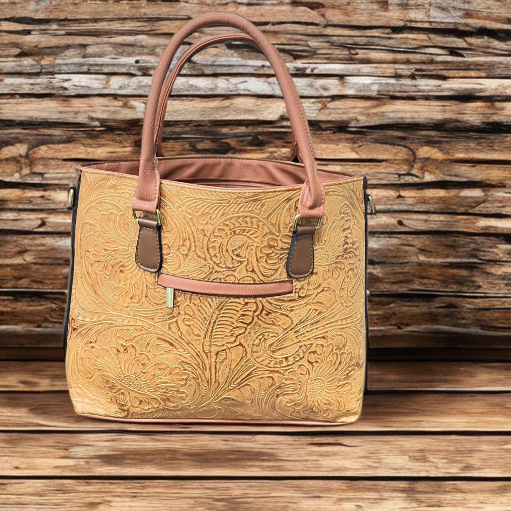 Flower Embossed Tote Bag/mustard - Etsy