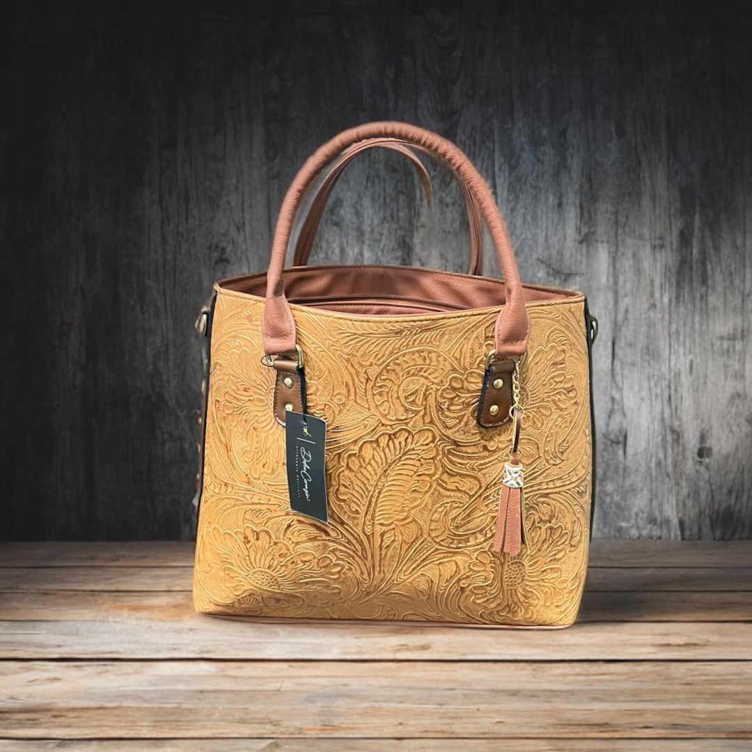 Flower Embossed Tote Bag/mustard - Etsy
