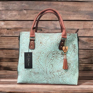 Faux leather tote bag/blue