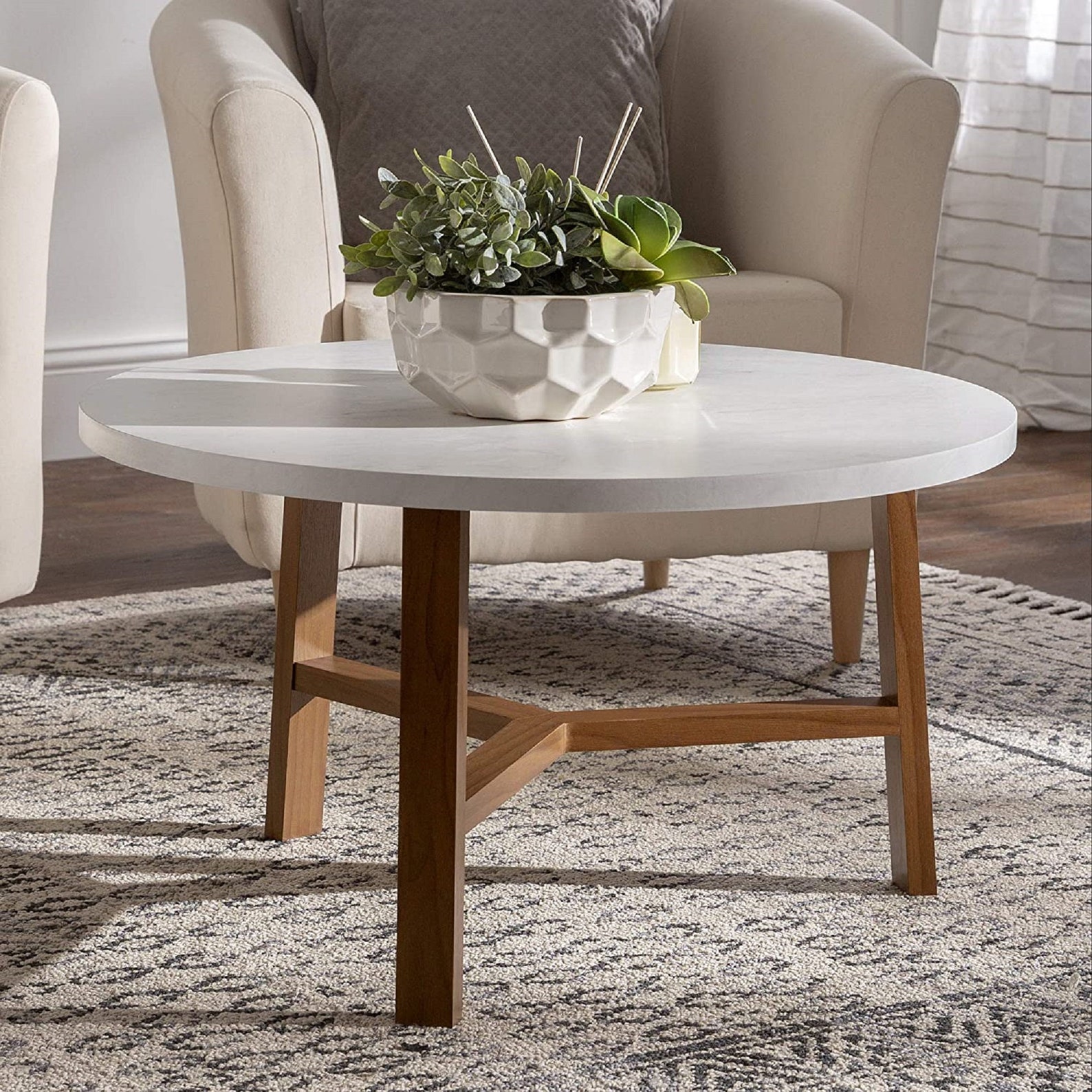 Midcentury modern round coffee table living room Etsy