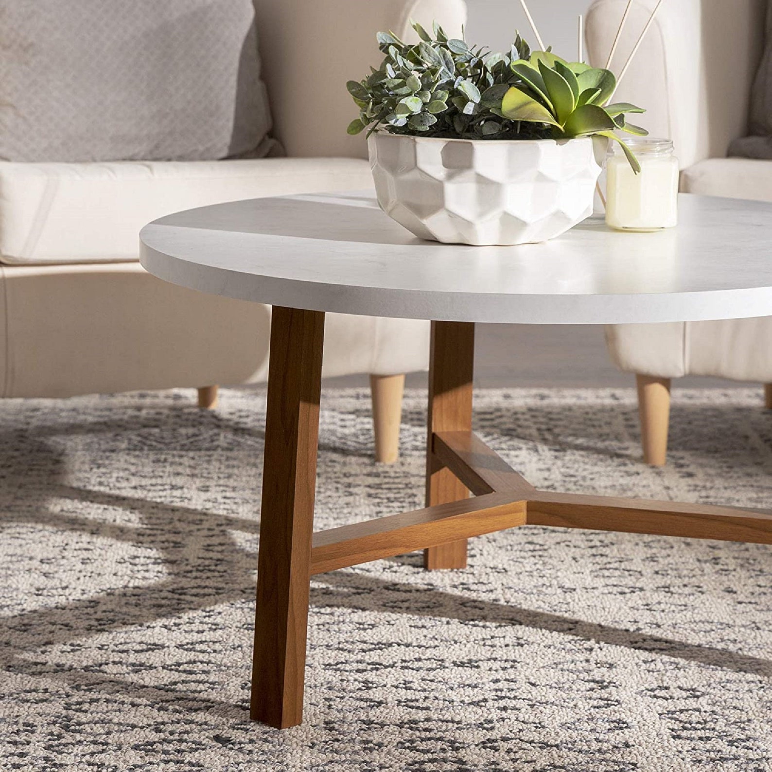 Midcentury modern round coffee table living room Etsy