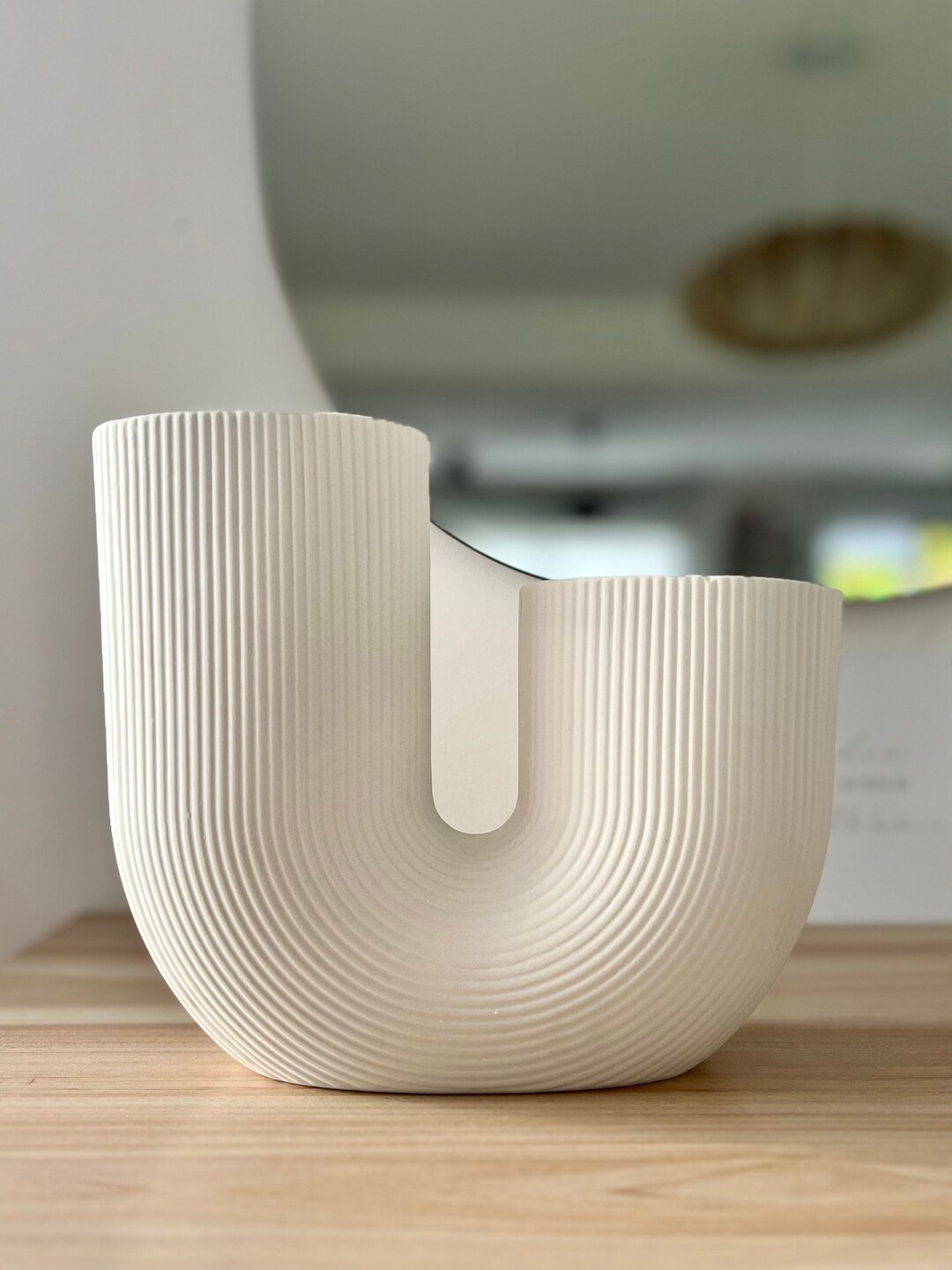 Vase Ushaped Vase Ushaped Vase White Ceramic Vase Nordic Etsy