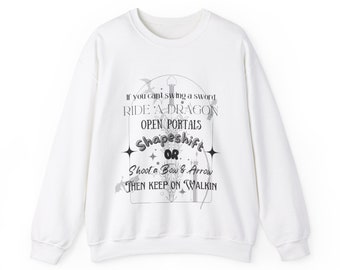 Fantasy Book Merch Unisex Heavy Blend™ Crewneck Sweatshirt dragons, Swords, Shapeshifter, Bow & Arrow, Portal Favourite Fantasy Book