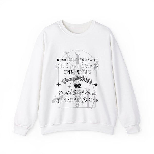 Fantasy Book Merch Unisex Heavy Blend™ Crewneck Sweatshirt dragons, Swords, Shapeshifter, Bow & Arrow, Portal Favourite Fantasy Book