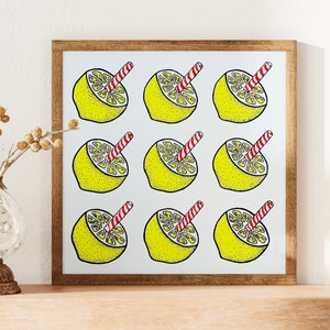 Baltimore Lemon Peppermint Stick Silkscreen Print - 14"x14"- Wall Art