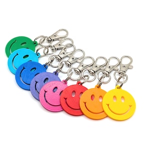 Party Pack - Smiley Face Keychains - Rainbow Set of 8 - Amanda Roos Art